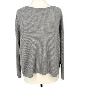 Eileen Fisher Gray Ribbed Wool Blend Sweater Size Medium